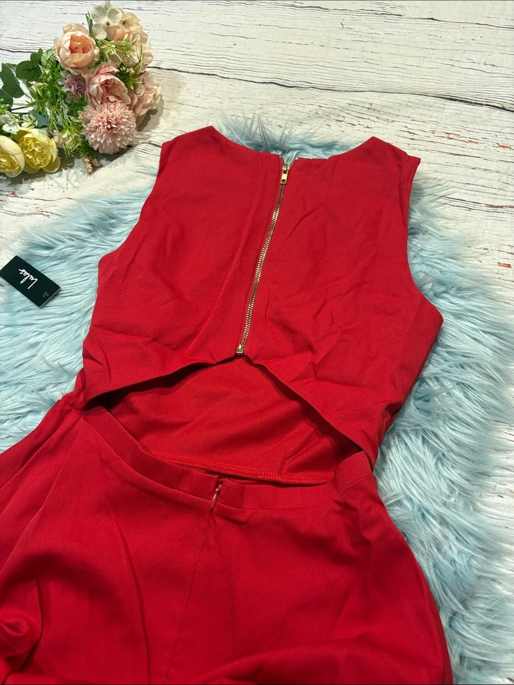 NWT Lulus Just Us Red Open Back Mini Skater Dress - Picture 9 of 9